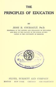 Front cover of The principles of education by Jesse Harliaman Coursault