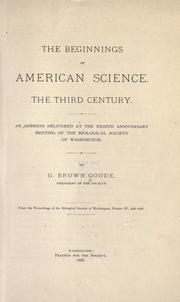 Front cover of The beginnings of American science by G. Brown Goode