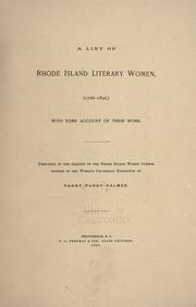 Front cover of A list of Rhode Island literary women, (1726-1892), with some account of their work by Fanny Purdy Palmer