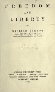 Front cover of Freedom and liberty by William Benett