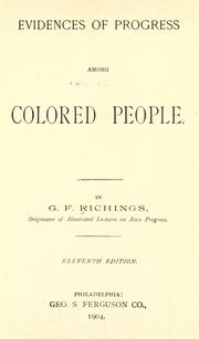 Front cover of Evidences of progress among colored people by G. F. Richings