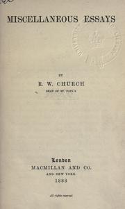 Front cover of Miscellaneous essays by Richard William Church