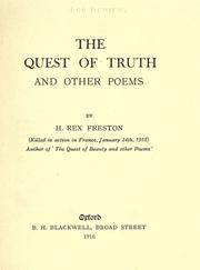 Front cover of The quest of truth and other poems by H. Rex Freston