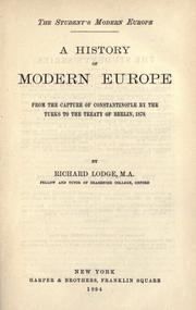 Front cover of The student's modern Europe by Lodge, Richard Sir