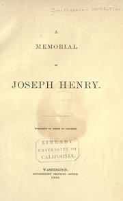 Front cover of A memorial of Joseph Henry by Smithsonian Institution
