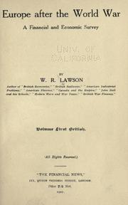 Cover of Europe after the world war by W. R. Lawson