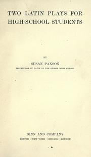 Front cover of Two Latin plays for high-school students by Susan Paxson