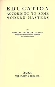 Cover of Education according to some modern masters by Charles Franklin Thwing
