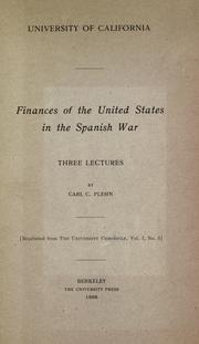 Cover of Finances of the United States in the Spanish war by Carl C. Plehn