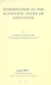 Cover of Introduction to the scientific study of education by Charles Hubbard Judd