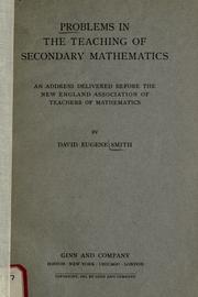 Front cover of Problems in the teaching of secondary mathematics by David Eugene Smith