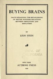 Front cover of Buying brains by Leon Stein