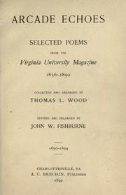 Front cover of Arcade echoes by Thomas Longstreet Wood