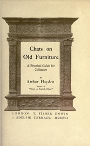 Front cover of Chats on old furniture by Arthur Hayden