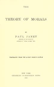 Front cover of The theory of morals by Janet, Paul