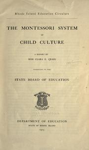 Front cover of The Montessori system of child culture by Clara E. Craig