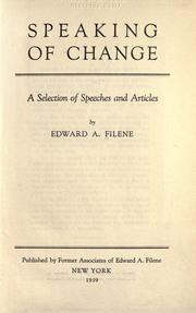 Cover of Speaking of change by Edward Albert Filene