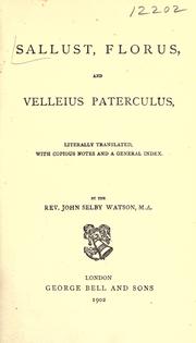 Cover of Sallust, Florus, and Velleius Paterculus by Sallust