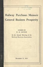 Cover of Railway purchases measure general business prosperity by Edward Baker Leigh