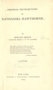 Front cover of Personal recollections of Nathaniel Hawthorne by Horatio Bridge