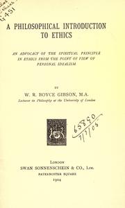 Front cover of A philosophical introduction to ethics by William Ralph Boyce Gibson