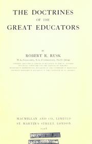 Front cover of The doctrines of the great educators by Robert R. Rusk
