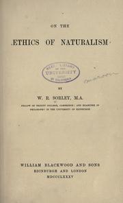 Front cover of On the ethics of naturalism by William Ritchie Sorley