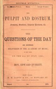 Front cover of The questions of the day by Edward Everett