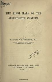 Cover of The first half of the seventeenth century by Herbert John Clifford Grierson
