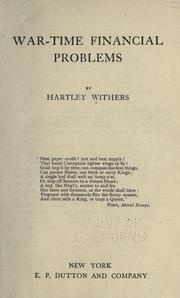 Cover of War-time financial problems by Withers, Hartley