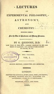 Front cover of Lectures on experimental philosophy, astronomy, and chemistry by G. Gregory