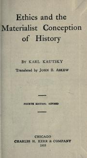 Front cover of Ethics and the materialist conception of history by Karl Kautsky