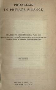Cover of Problems in private finance by Charles William Gerstenberg