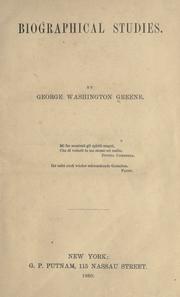 Cover of Biographical studies by George Washington Greene