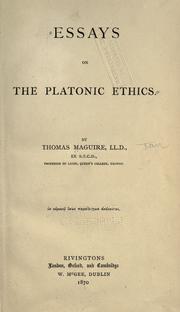 Front cover of Essays on the Platonic ethics by Maguire, Thomas