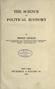 Front cover of The science of political economy by Henry George