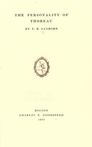 Cover of The personality of Thoreau by F. B. Sanborn