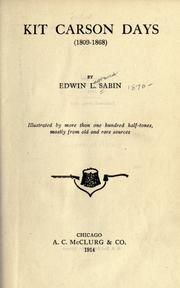 Cover of Kit Carson days, 1809-1868 by Edwin L. Sabin