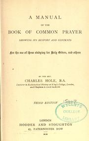 Front cover of A manual of the Book of common prayer by Charles Hole