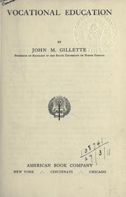 Front cover of Vocational education by John Morris Gillette