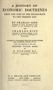 Front cover of A history of economic doctrines from the time of the physiocrats to the present day by Charles Gide