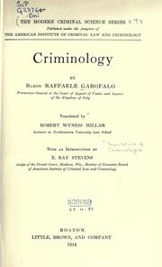Front cover of Criminology by Raffaele Garofalo