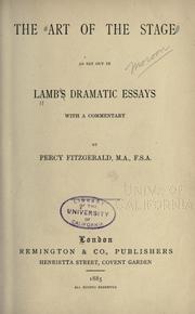 Front cover of The art of the stage as set out in Lamb's dramatic essays by Charles Lamb