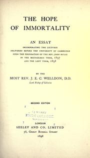 Front cover of The hope of immortality by Welldon, J. E. C.
