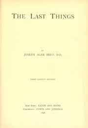 Cover of The last things by Joseph Agar Beet