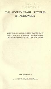 Cover of The Adolfo Stahl lectures in astronomy by Astronomical Society of the Pacific.