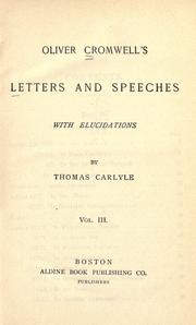 Cover of Letters and speeches, with elucidations by Thomas Carlyle by Oliver Cromwell