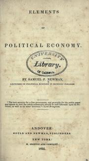 Front cover of Elements of political economy by Samuel P. Newman