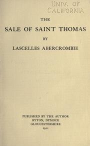 Front cover of The sale of Saint Thomas by Lascelles Abercrombie