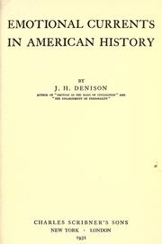 Front cover of Emotional currents in American history by Denison, John Hopkins